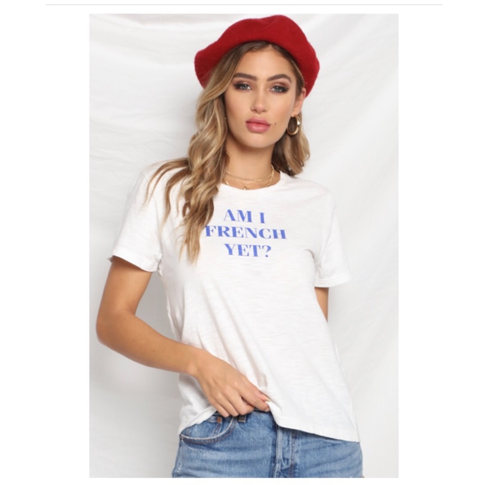 NWT Seven Wonders “Am I French Yet”‎ Graphic White T-Shirt Top